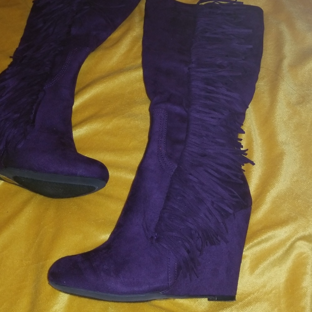 Purple suede boots